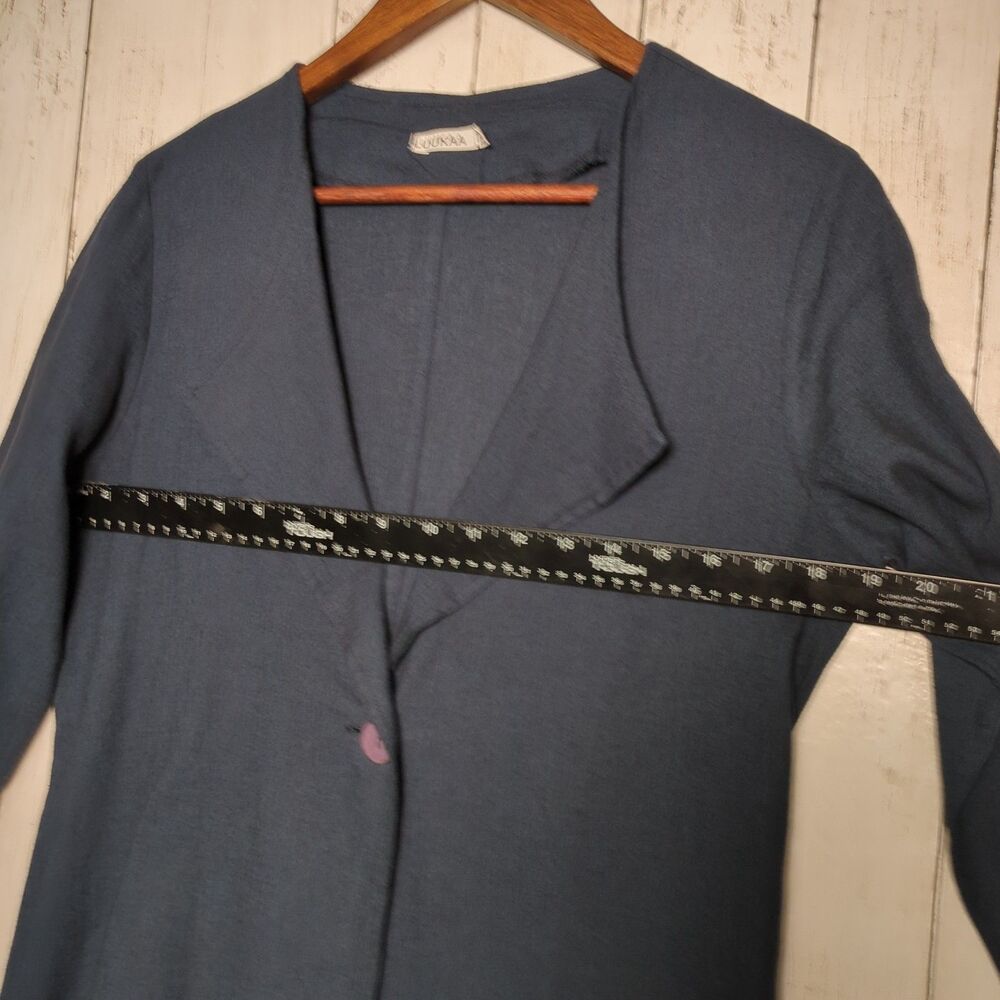 Blue Linen Blend Jacket Blazer Top Minimalist Lagen Womens 10 LUUKAA - Picture 7 of 12